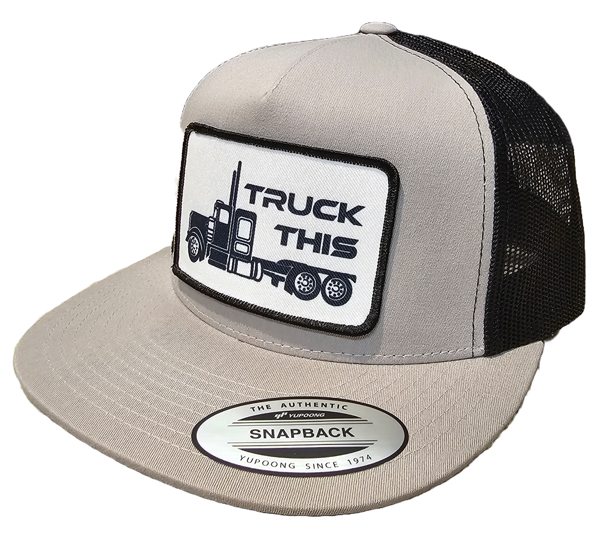 Flat Bill Snap Hat Silver Truck This