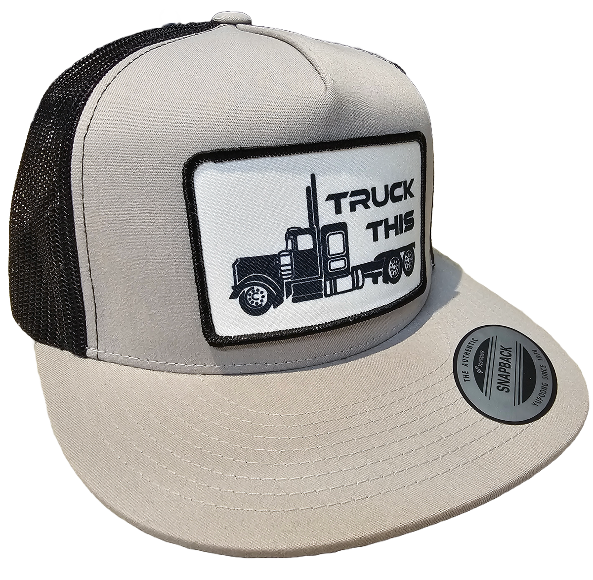 Flat Bill Snap Hat Silver Truck This