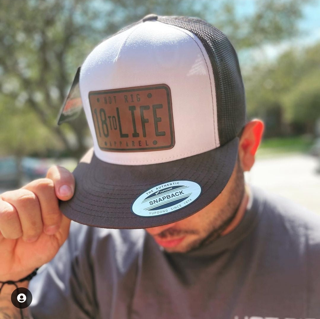 Flat Bill Snap Hat Brown/White/Brown