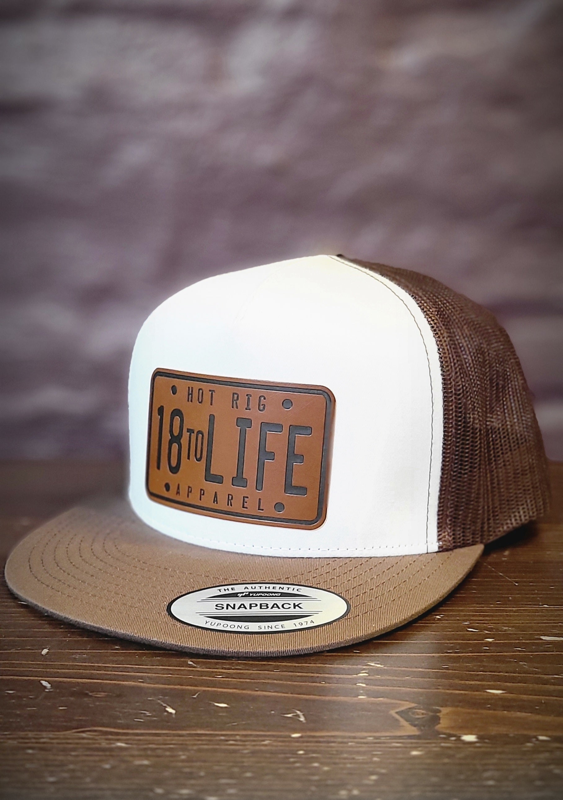 Flat Bill Snap Hat Brown/White/Brown